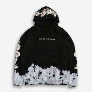 Civil Regime X Darc Sport (Joker Series) White Rose Hoodie in Dip Dye Wash